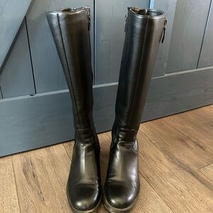 Black Knee-High Leather Boots - waterproof